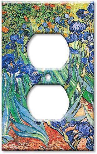 Art Lemezek - Van Gogh: Írisz Kapcsoló Lemez - Aljzat Fedél - 4.5 x 2.75 - Design Közvetlenül Nyomtatva Fém Fali Tányér - Made