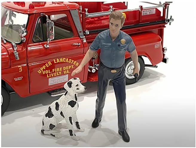 Amerikai Dioráma Tűzoltók a Tűz Kutya Képzés Adatok (Oktató, mind a Kutya) az 1/18-Skála Modellek 76320