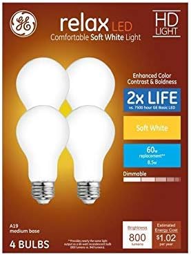 GE Nyugi 4-Pack 60 W Egyenértékű Szabályozható Puha, Fehér 19 LED Lámpatest Izzók