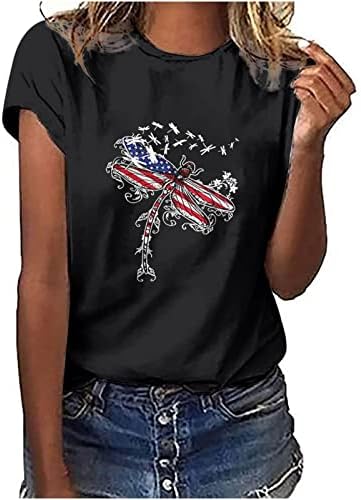Női Aranyos Függetlenség Napja Maximum Rövid Ujjú Legénység Nyak Ing USA Grafikus Póló Nyári Alkalmi július 4-én Hazafias Póló