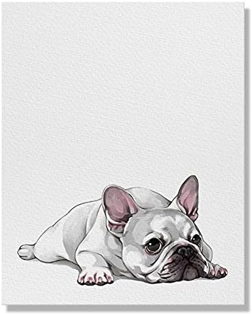 Wayfare Art francia Bulldog Kutya Fekve Keresi Fel Vászon Nyomatok Mű Wall Art Plakát Home Office Nappali Dekorációk, 8 x 10 inch