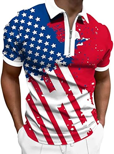 RUIRUILICO Férfi Amerikai Zászlós Póló Hazafias július 4-T Ing, Nyári, Alkalmi, Laza, Rövid Ujjú Golf Sport Polos