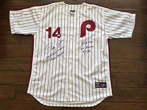 Pete Rose Aláírt Autogramot Philadelphia Phillies Fenséges Jersey PSA DNS - Dedikált MLB Mezek