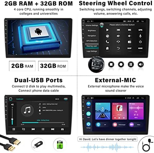 [2+32G] Android 11 Dupla Din & Egységes Din autórádió Apple Carplay&Android Auto,10.1 Hüvelykes Érintőképernyő Autó Rádió, GPS,