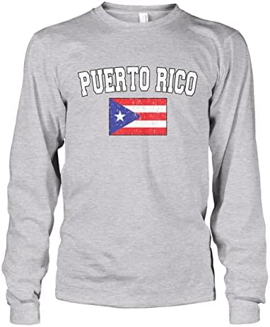 A férfi Halvány Szomorú Puerto Rico Zászló Hosszú Ujjú Póló