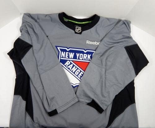 A New York Rangers Játék Használt Szürke Gyakorlat Jersey Reebok NHL 56 DP31303 - Játék Használt NHL-Mezek