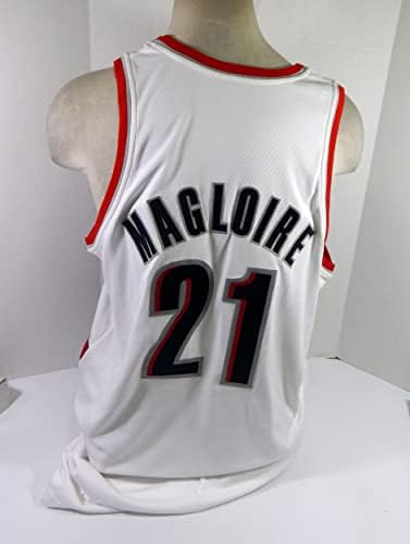 2006-07 Portland Trail Blazers Jamaal Magloire 21 Játékban Használt Fehér Jersey-i Együttes 2 - NBA Játék Használt