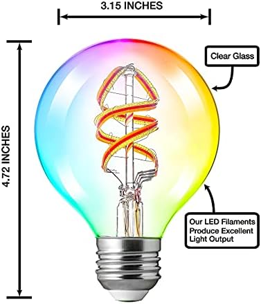 FLSNT G25 RGBW színváltó LED Smart Izzók, Szabályozható LED WiFi Villanykörte, Kompatibilis Alexa vagy a Google Asszisztens által Intelligens