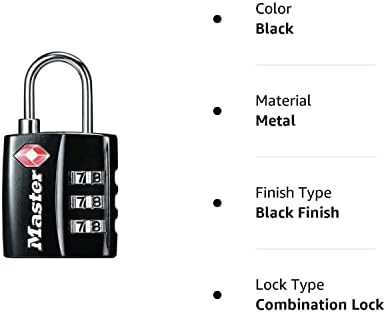 Master Lock 4680DBLK TSA Elfogadott Állítsa be A Saját Kombinációs Zár, Fekete, 4-Pack