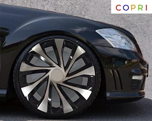 Copri Készlet 4 Kerék Fedezze 15 Coll Ezüst-Fekete Dísztárcsa Snap-On Illik Toyota