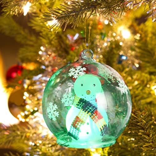 MUMTOP Karácsonyi Hóember hógömböket Dekoráció - Karácsonyi Kivilágított Üveg Golyó, karácsonyfa Díszítés, színváltó LED Dísz, Ajándék, Dekoráció
