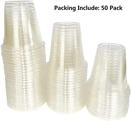 E-DAZZLE 50Pack 10 OZ Átlátszó Műanyag Poharak, Fél Poharakból isszák,Eldobható, nagy teherbírású Műanyag pohár,Átlátszó Műanyag Poharak Tömeges