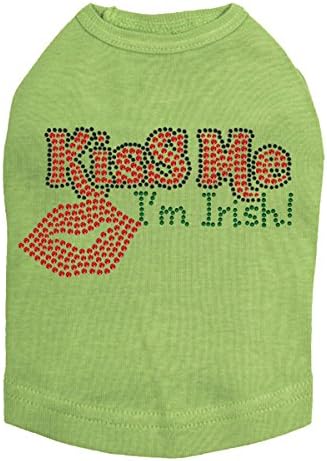 Csókolj meg vagyok Ír 2 - Bling Strasszos St. Patrick Nap Kutya Póló, M Lime Zöld
