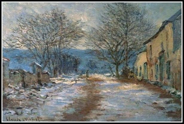 A hó Hatása Az Út Louveciennes Festmény Claude Monet Gyémánt Festmény Készletek Felnőttek számára, 5D Kristály Gyémánt Művészet