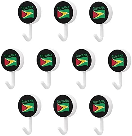 Zászló Guyana Fal Horgok Kerek Műanyag Kampó Tartós Ragasztó Horgok Konyha, Fürdőszoba 10 Pack