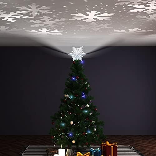 Karácsonyfa Topper 3D Hópehely Projektor Lámpák, 11.6 Hópehely csúcsdíszt Fény Dekoráció, Beltéri, Kültéri Fantasztikus Forgó Projektor
