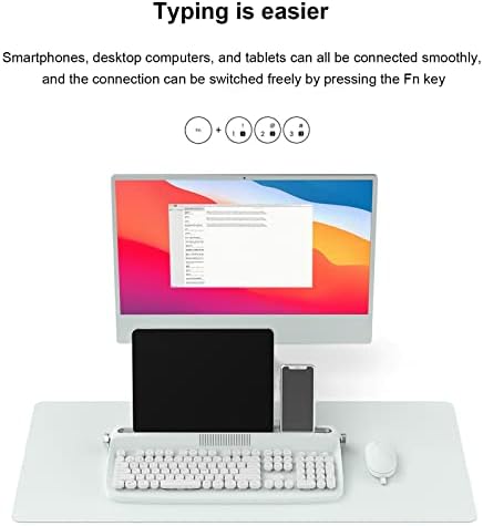 MOSHOU Divat Vezeték nélküli Billentyűzet, Retro Hivatal Kerek Billentyű az Írógép-Billentyűzet Szám Pad Integrált Állni Mac OS/Windows