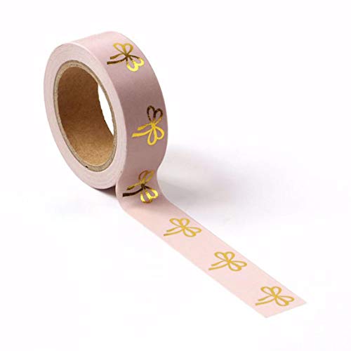 Syntego Rózsaszín Rose Gold Washi Tape Arany Dombornyomott Íjak Dekoratív Szalaggal 15 mm x 10 m