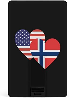 Norvégia Amerikai Szív Zászló Hitelkártya USB Flash Meghajtók Személyre szabott Memory Stick Kulcs, Céges Ajándék, Promóciós Ajándékot 64G