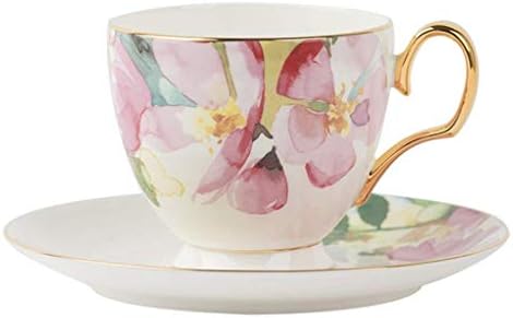 INJIE Teáscsésze & Csészealj Szett Európai porcelán Csészébe, majd Csészealjak Combo 7.0 oz/200ml,Kiváló Minőségű Tej Délutáni Tea