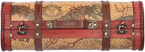 CHICIRIS Fa Bőröndben, Vintage Stílusú Térkép Dekoratív Tároló Dobozok Kezelni