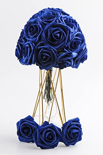 cosybeau Royal Kék Rózsa (Közel sötétkék) Mesterséges Hamis Rózsa Virágok 50 DB w/Szár a Valentin-Nap Dekoráció Csokrok Esküvői Asztaldíszek