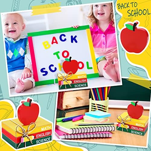 4 Db Iskolába Fa Dekoráció Apple Többszintű Tálca Dekoráció Mini Fa könyveknél Ceruza Dekoratív Könyvek, Rusztikus Parasztház Dekoráció a Tag