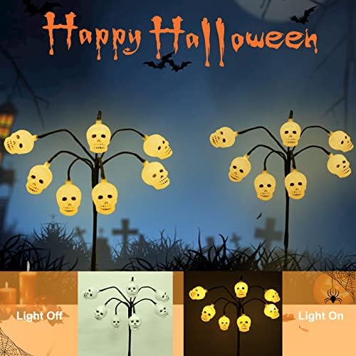 Elnsivo 14 LED Halloween Fény Csontváz, Koponya Kert Tét Fények,2 Csomag 8 Világítási Módok Szabadtéri Halloween Út Lámpák Világító