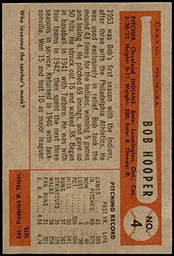 1954 Bowman 4 Bob Hooper Cleveland indians (Baseball Kártya) NM+ Indiánok