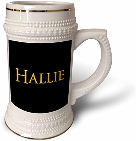 3dRose Hallie népszerű lány neve az USA-ban. Sárga, fekete talizmán - 22oz Stein Bögre (stn-362752-1)