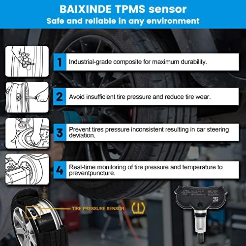 BAIXINDE keréknyomás Ellenőrző Rendszer előre programozott (TPMS) Érzékelő 1PACK 315MHz Kompatibilis Toyota Sequoia Tundra 42607-0C030 42607-0C050
