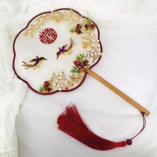 N/A Kínai Stílusú Esküvői Menyasszonyi Kezét Csokor Ventilátor Fém Virágok Gyöngyből Üreges Otthon Menyasszony Esküvői Kezét Rajongó