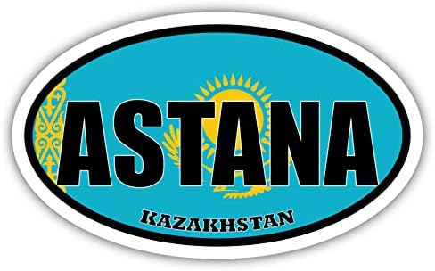 Astana, Kazahsztán Zászló Ovális Matrica Vinyl Matrica 3x5 cm