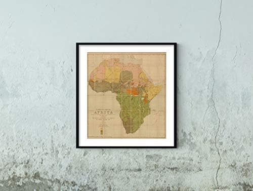 1883-ban Egy Nyelvi térkép Afrika|Történelmi Vintage Antik Fali Térkép|22x24 Kész Keret