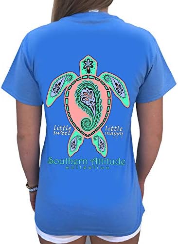 Déli Hozzáállás Paisley Tengeri Teknős Karolina, Kék Női Rövid Ujjú T-Shirt