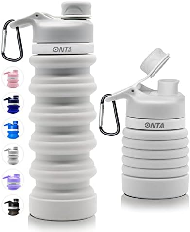 ONTA Összecsukható vizes Üveg - BPA Mentes Szilikon Összecsukható vizes Palackot,Utazás, Szilikon Hordozható szivárgásmentes Utazási