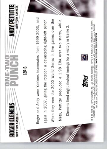 2023 Topps Egy-Két pofon 12P-6 Andy Pettitte/Roger Clemens New York Yankees Baseball Trading Card