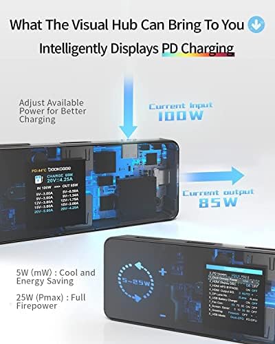 DOCKCASE 7 1 Vizuális Smart USB-C Hub (Integrált) HDMI Port 4K60Hz,100w PD Port, 3 USB-A 3.0, SD/TF Kártya Foglalat, a MacBook Air/Pro,XPS,Több