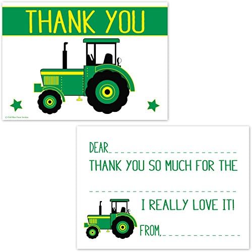 Régi Kék Ajtó Felkéri Zöld Traktor Kitölteni Köszönöm Kártyák a Fiúk - Gyerekek Szülinapi Buli, Köszi (20 Számolni a Borítékok)