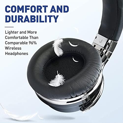 Tapela E7 Fejhallgató Bluetooth Fejhallgató Mikrofonnal Mély Basszus Vezeték nélküli Fejhallgató Át Fül, Kényelmes Fehérje Fülpárna,