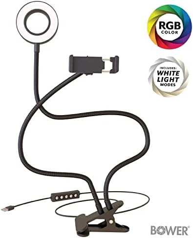 Bower WA-RGBDSKRL 24-be. Rugalmas Fehér RGB Gyűrű Fény, Okostelefon Tartó, Fekete