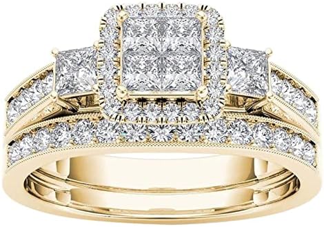 Yistu Női Divat Gyűrű Divat Pár Gyűrűk Klasszikus Aranyozott Gyűrű Intarziás Cirkon Ékszerek Gyűrűk (Arany, 6)