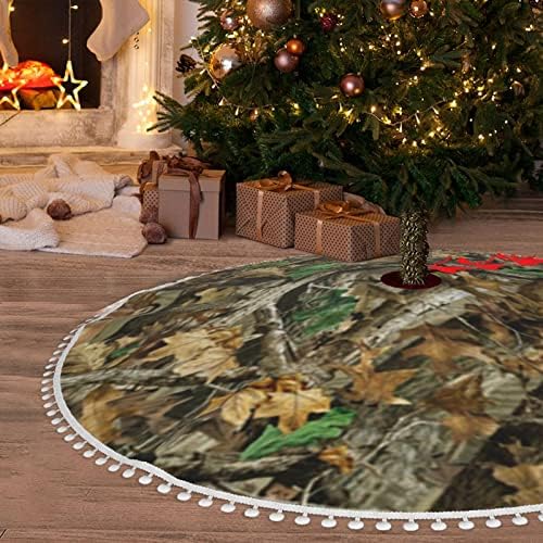 Karácsonyfa Szoknya Pom Trim Camo-Szarvas-Camouflage-Vadászat Ünnep a Karácsony Otthon Dekoráció 48