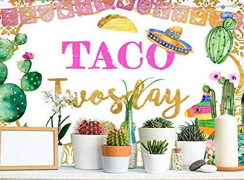 Ticuenicoa Taco Twosday 2. Szülinapot Hátteret Második Születésnapját Háttér Mexikói Fiesta Téma Születésnapi Party Fotózás Háttér Taco