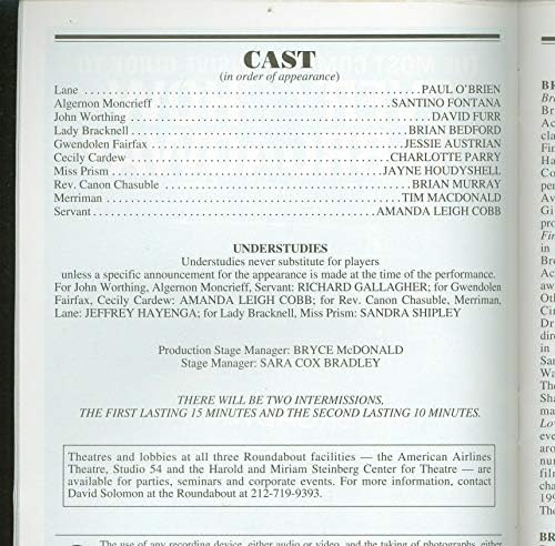 Bunbury, a Broadway színlapot + Brian Bedford, Jayne Houdyshell