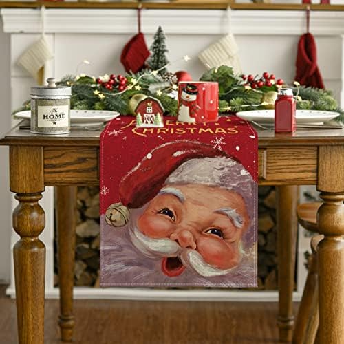 Artoid Mód Piros Mikulás Bell Hópehely Boldog Karácsonyt asztali Futó, Szezonális Konyha, Étkező Asztal Dekoráció Kerti Haza Fél 13x72