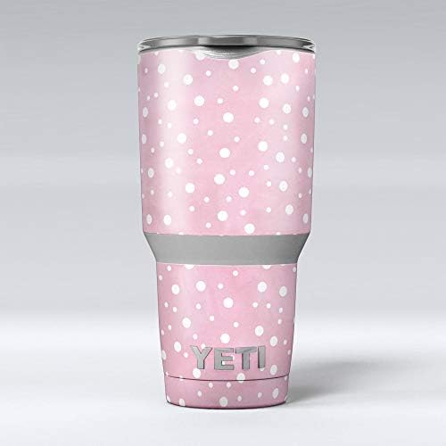 Design Skinz A Rózsaszín Akvarell Felület Fehér Pöttyös - Bőr Matrica Vinil-Wrap Készlet Kompatibilis A Yeti Rambler Hűvösebb Pohár Csésze