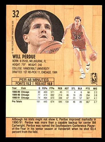 1991 Fleer 32 Fog Perdue Chicago Bulls (Kosárlabda Kártya) NM/MT Bika Vanderbilt