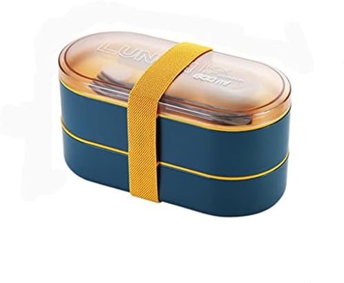GENIGW Dupla rétegű, uzsonnás doboz, mikrohullámú bento box edények meghatározott irodai dolgozó bento box konyhai eszközöket (Szín : Fekete,