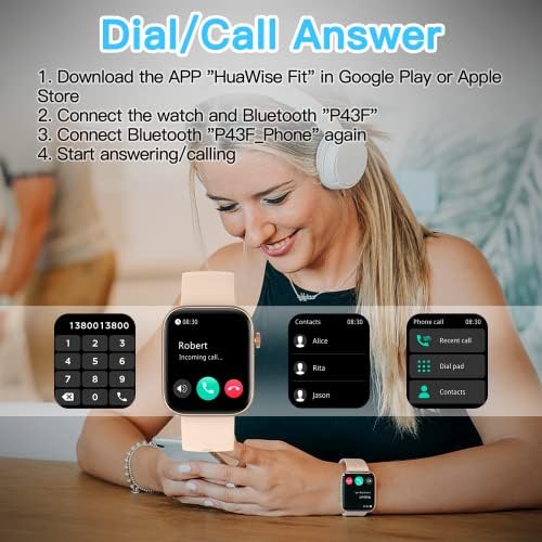 Intelligens Karóra Női Férfi(Válasz/Tárcsázás, Hívás), 1.9 HD Smart Óra az Android Telefonok iphone Kompatibilis a pulzusmérő Vér Oxigén/Sleep